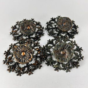 Vtg Allison Drawer Pull Knob Backplate Escutcheon Ornate Japan Lot of 4